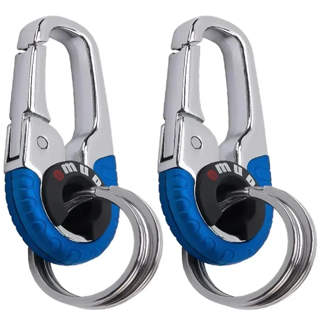 LLavero de acero inoxidable para hombre, hebilla de gancho, mosquetón para exteriores, herramienta de escalada, doble anillo, llavero de pesca para co