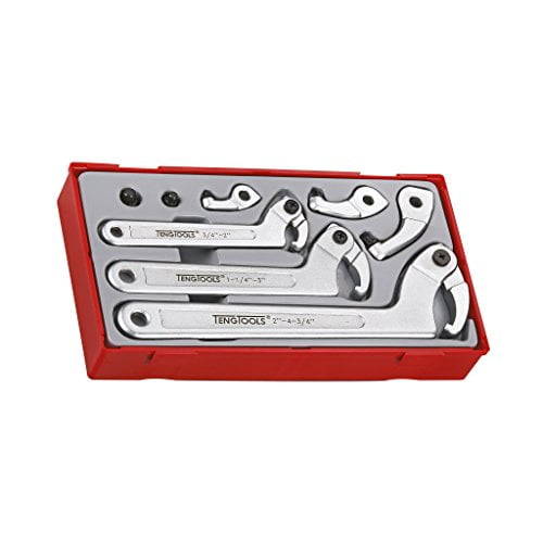 Teng Tools 8 Piece Adjustable C Type Hook and Pin Wrench/Spanner Set - TTHP08