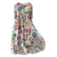 thumbnail image 1 of Pisexur Robe d'Automne pour Femmes 2024 Mode Imprimé Floral Robe de Retour à la Maison Manches Courtes Col Rabattu Robe Maxi Décontractée Fluide Col en V Boutonnée Tunique à Cordon Robe de Vacances Grande Taille P-4TG, 1 of 3