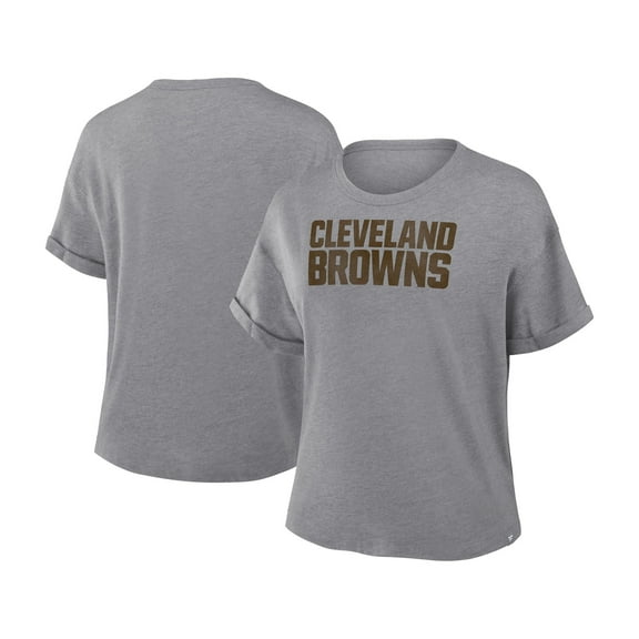 Women's Fanatics Heather Gray Cleveland Browns Swing Pass Tri-Blend Boxy T-Shirt