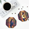 thumbnail image 3 of Bingfone Vintage Neon Rabbit In Archway Leather Drinks Coasters with Set of 6,Suitable for Home Kitchen,Coffee Cup Coasters Home Gift, 3 of 7