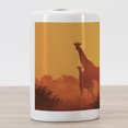 thumbnail image 3 of Giraffe Ceramic Toothbrush Holder, Sunset with Indigenous Animals Photo, Decorative Versatile Countertop for Bathroom, 4.5" X 2.7", Orange Burnt Orange, 3 of 4