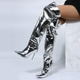 thumbnail image 6 of Stylish Women's Over-The-Knee Boots - Fashion Solid Color Bright Leather High Heel Side Zipper Design, 6 of 7