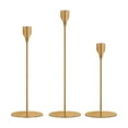 thumbnail image 4 of Candelabros cónicos, candelabros decorativos altos para decoración del hogar, candelabro moderno para centro de mesa, mantel, decoración de cena, Latón, 4 of 9