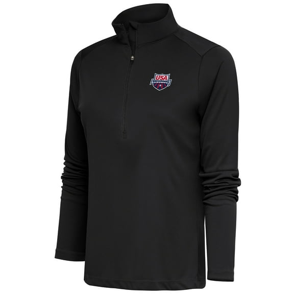 Women's Antigua Charcoal USA Swimming Tribute Half-Zip Pullover Top