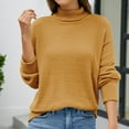 thumbnail image 2 of Chandail Ample d'Automne à Côtes pour Femmes Mode Manches Longues Col Rond Chandail Ample Haut Blouse Chandail Tricoté Manches Longues Chandail S-228 Brun m, 2 of 7