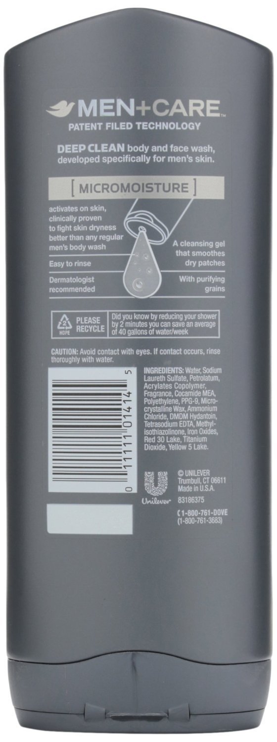 (6 Pack) Dove Men+Care Body And Face Wash, Deep Clean 13.50 Ounces