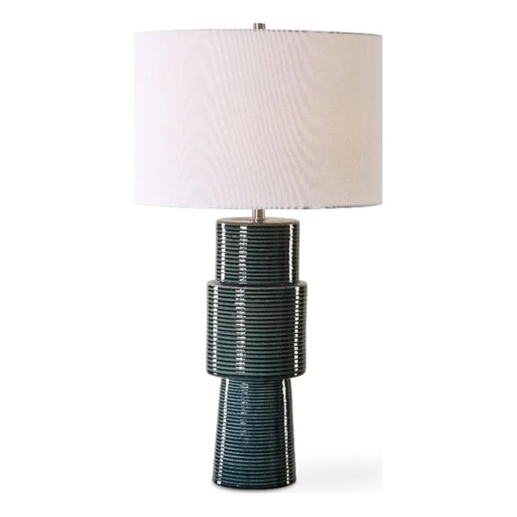 Bowery Hill Contemporary 28"H x 15"W x 15"D Ceramic Table Lamp in Teal