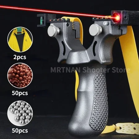 High-Power Laser Aiming Slingshot Resin Outdoor Sports Hunting Shooting Catapult Competition Practice High Precision Solid (C)