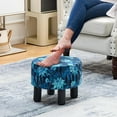 thumbnail image 4 of IVV Round Upholstered Ottoman in Blue Floral, 12.5" Modern Linen Fabric Footstool with Non-Skid Legs for Couch Sofa, Floor Pouf Step Stool for Living Room,Bedroom, 4 of 6