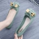 thumbnail image 4 of Sandalias de mujer de color sólido, planas, de moda, con hebilla y lazo, sandalias informales de verano con punta redonda, 4 of 6