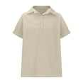 thumbnail image 4 of AherBiu Plus Size Tops for Women Half Button Lapel V Neck Short Sleeve Cotton Linen Shirts Lightweight Summer Casual Blouse, 4 of 7