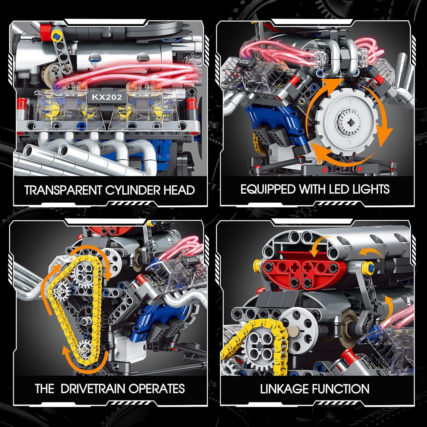 V8 Engine Model Kit That Works, APP Controlled Mini V8 Engine Building Block Set for Adults, Physical Science Experiment Toy with Rechargeable Motor, STEM Project