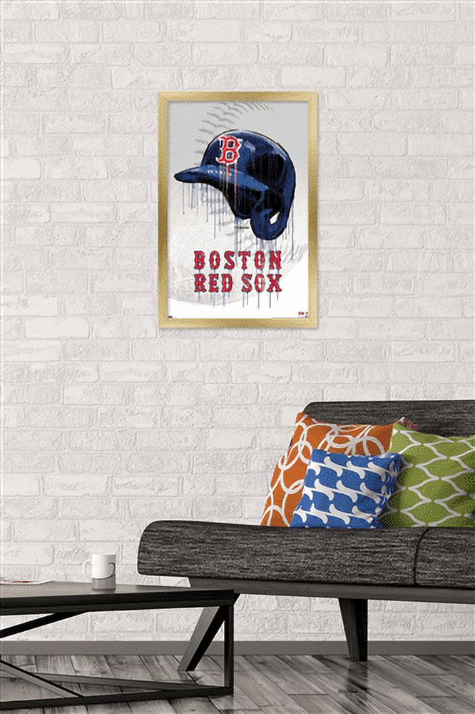 MLB Boston Red Sox - Drip Helmet 20 Wall Poster, 14.725" x 22.375", Framed