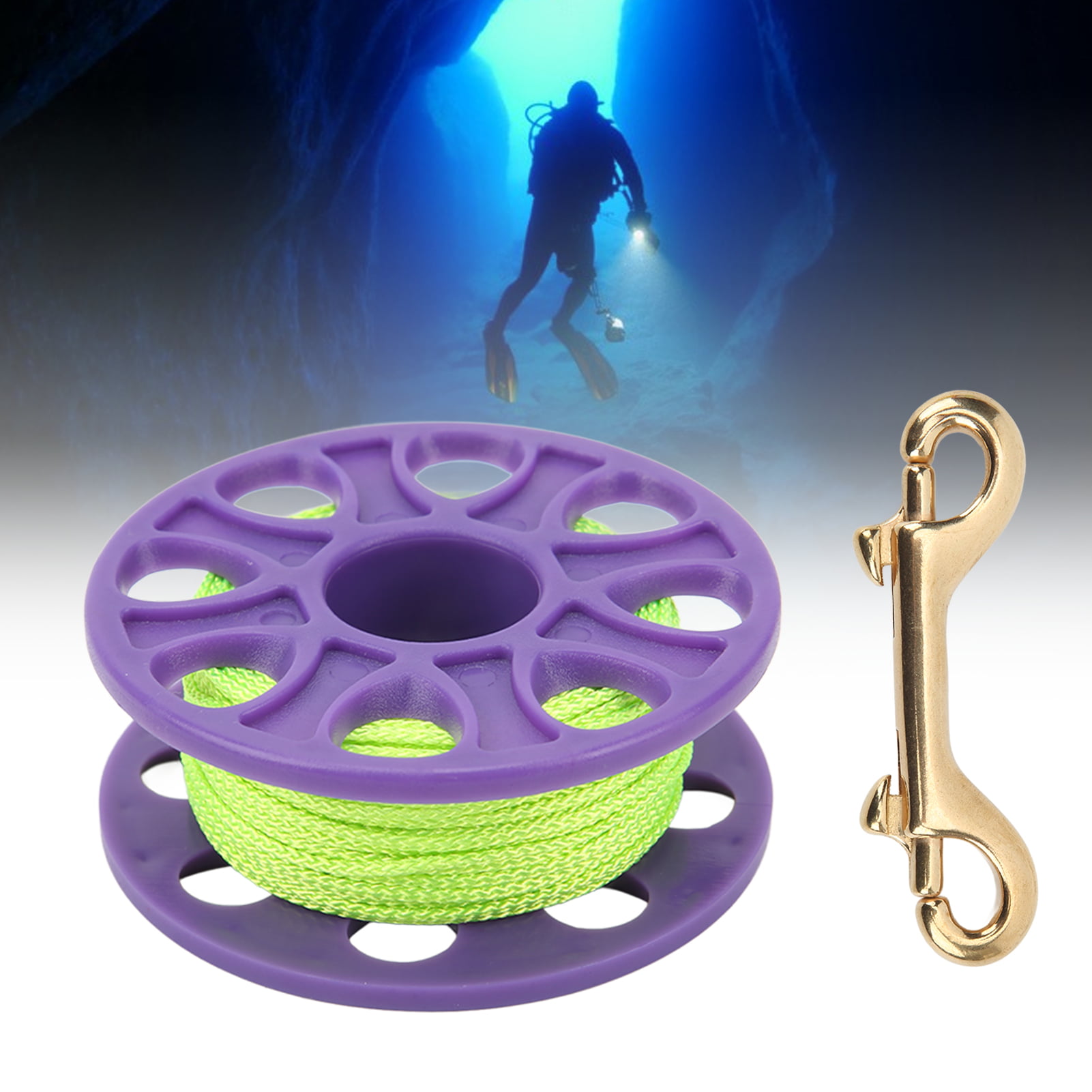 Diving Spool Reel with Double Ended P Hook,30m Scuba Diving Finger Spool Reel Plastic Snorkeling Finger Spool Coil Guide Line 