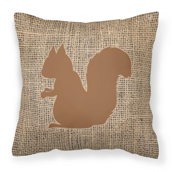 Carolines Treasures BB1119-BL-BN-PW1414 Squirrel Burlap and Brown   Canvas Fabric Decorative Pillow BB1119 14Hx14W