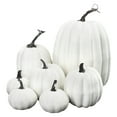 thumbnail image 2 of Fall Pumpkin Decor, 7 Pcs White Fake Pumpkin Fall Decorations, Artificial Pumpkins Harvest Faux Foam Pumpkins for Fall Autumn Halloween Thanksgiving Decorations Outdoor, 2 of 5