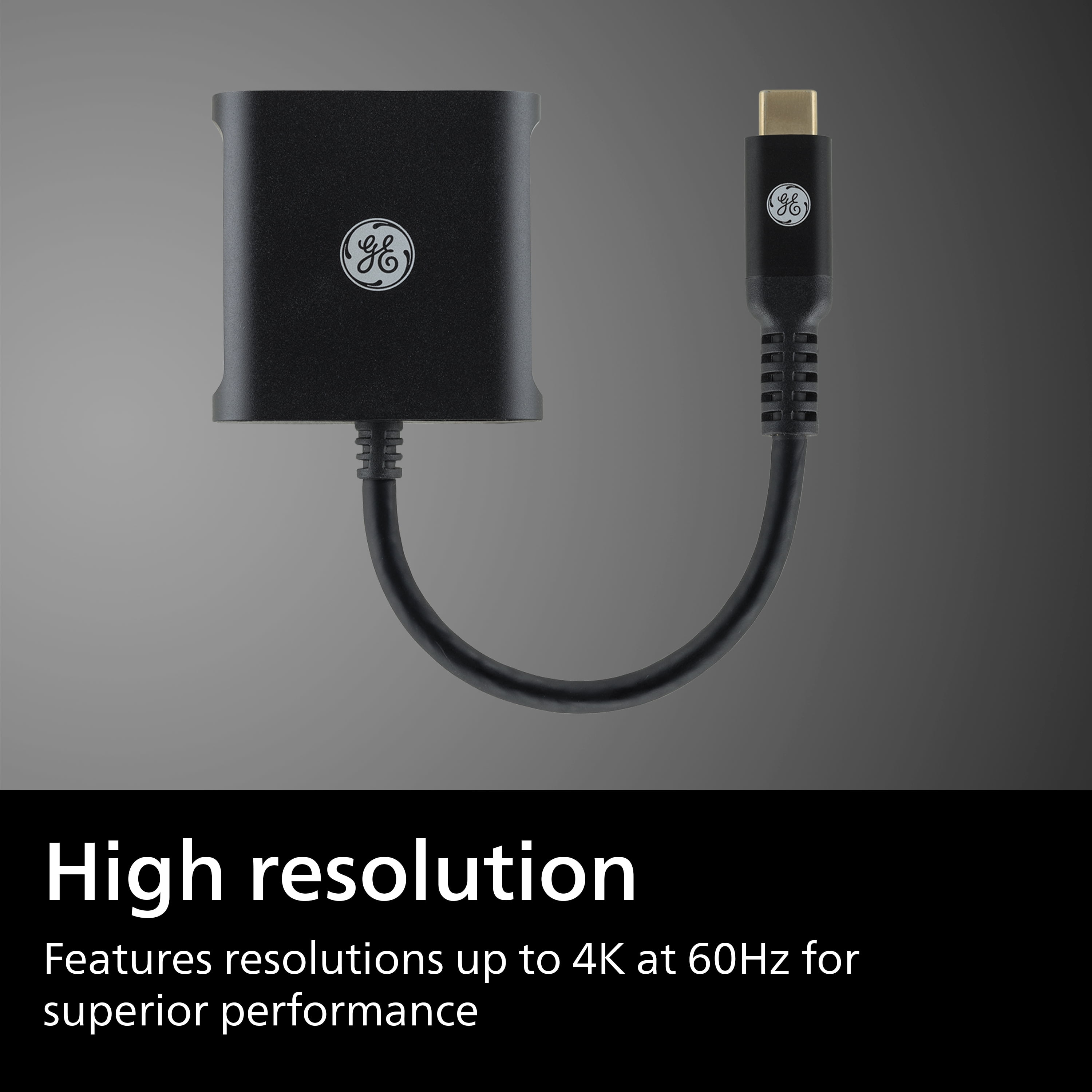 GE USB-C To Dual HDMI Adapter, Black, 81661