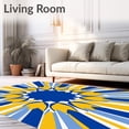 thumbnail image 2 of ODIKA 2'x3' Machine Washable Non-Slip Area Rug, Sunburst Maze Interlocking Abstract Boho High Traffic Rug with Pad, Blue, 701820, 2 of 8