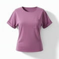 thumbnail image 5 of Stamzod Summer T Shirts for Women Solid Color Short Sleeve Basic Tee Tops Casual Loose Oversized Shirts for Women Purple S, 5 of 6