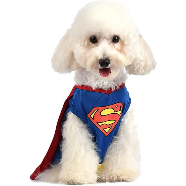 FFIY Superman Dog Costume, Blue - Superhero Costume for Dogs - Red