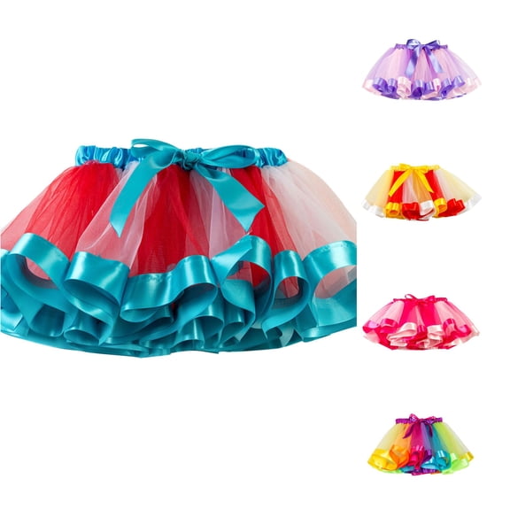 QTSHPN Ballet Skirt Kids Girls Party Dance Tutu Fashion Long Skirts for Girl Blue 5-8 Years