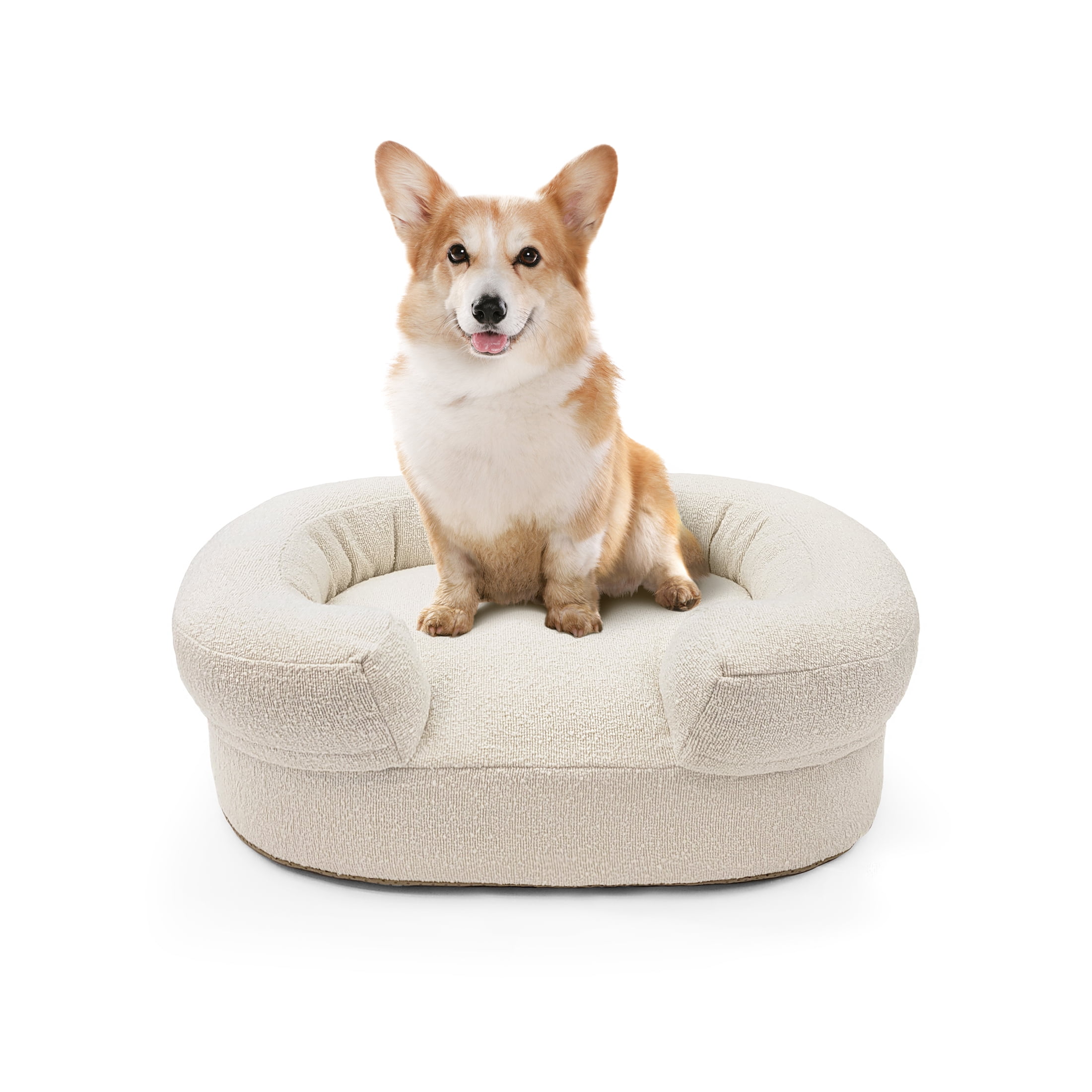 Beautiful Bolster Small Pet Bed, 21 x 27 x 7in, Ivory by Drew Barrymore