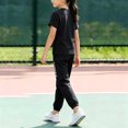 thumbnail image 5 of ITSAME Girls Athletic Outfits 2-Piece Quick-Dry Short Sleeve T-Shirt & Tapered Pants Kids Sportswear Set Black Size 9, 5 of 5