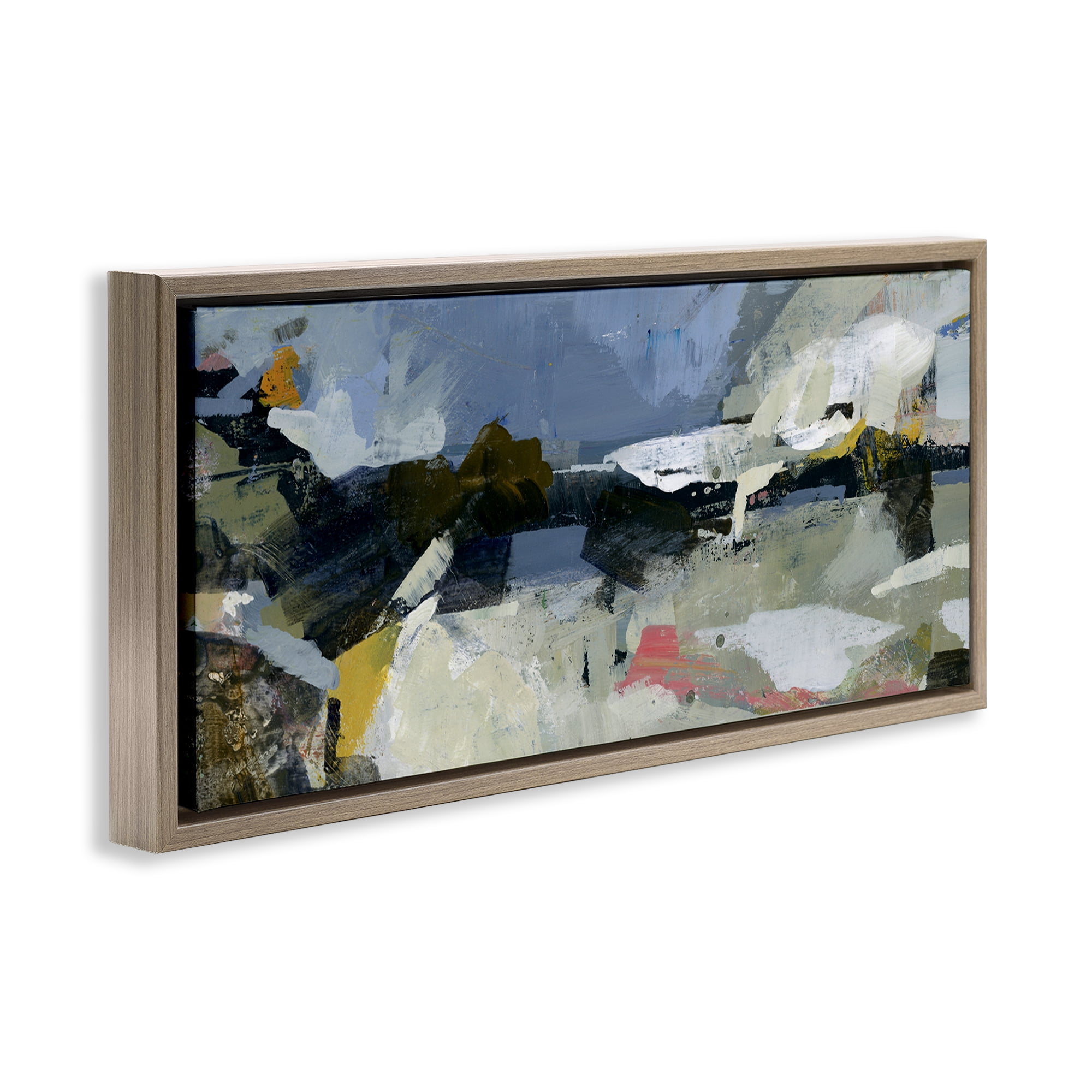 Stupell Industries Chaotic Paint Expressions Abstract Painting Brown Floater Framed Canvas Art Print Wall Art, 25 x 11