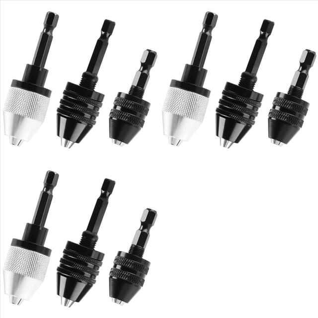 9 Piezas 1/4 Pulgadas Vástago Hexagonal Sin Llave Portabrocas Adaptador de Cambio Rápido Convertidor Brocas de , Accesorios para Herramientas Eléctricas