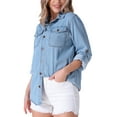 thumbnail image 4 of INSPIRE CHIC Women's Jean Jacket Shirts Long Sleeve Button Down with Pockets Denim Jackets, 4 of 5