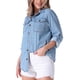 thumbnail image 4 of Chaqueta de mezclilla para mujer INSPIRE CHIC, camisa de manga larga con botones y bolsillos, 4 of 5