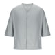 thumbnail image 4 of Blusas y camisas de manga corta y cuello redondo para hombre, blusas casuales de moda para hombre, de color liso, con botones, cuello redondo y manga tres cuartos., 4 of 8