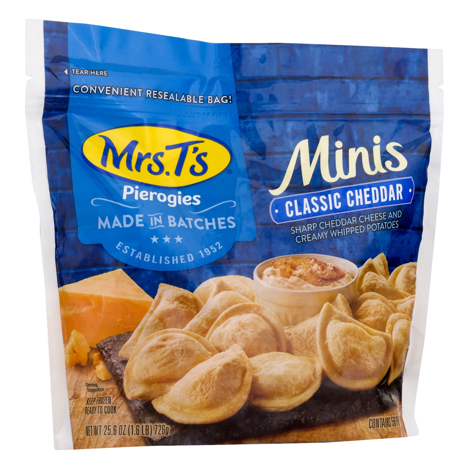 Mrs Ts Pierogies, Minis, Classic Cheddar, Pouch, 56.0 CT - Walmart.com