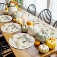 thumbnail image 3 of Fall Round Placemats Set of 4 White Pumpkins Place Mats Thanksgiving Woven Placemat Thankful Linen Circle Braided Table Mat for Kitchen Dining Table Autumn Party Home Decor 15 Inch, 3 of 9
