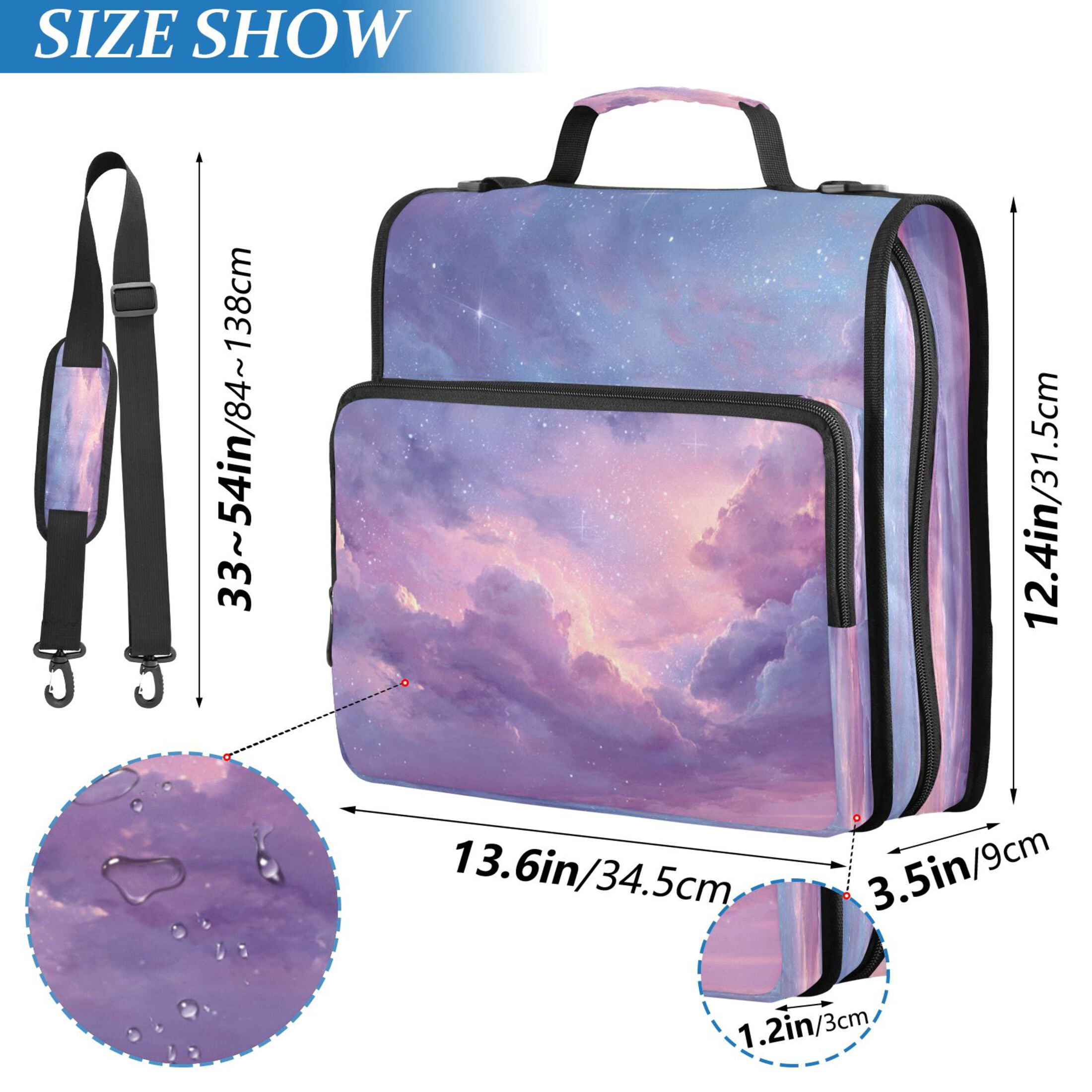 3 Ring Zipper Binder Stationery Organizer for Study Work Home Travel, All-Purpose File Folder Storage Bag for Daily Document Organization Cotton Candy Dawn Sky