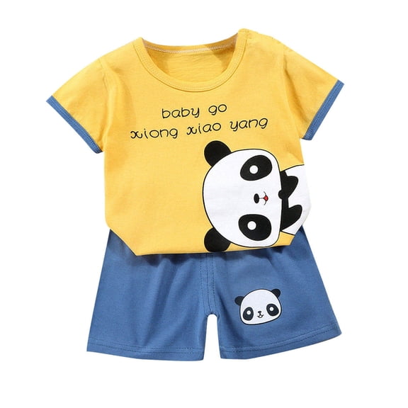 Winter Saving! Yievot Toddler Boys T-Shirts and Shorts 2 Pcs Cute Animals Print Short Set Summer Kids Girl Pajamas Clothes Outfit 6 Months-6 Years