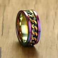 thumbnail image 4 of PAMTIER Unisex 8mm Stainless Steel Personality Cool Beer Bottle Opener Chain Rotatable Fidget Ring Biker Anxiety Wedding Band Rainbow Size 7, 4 of 6