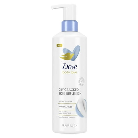Dove Body Love Dry Cracked Skin Replenish Daily Use Women's Body Scrub Cleanser, 17.5 fl oz