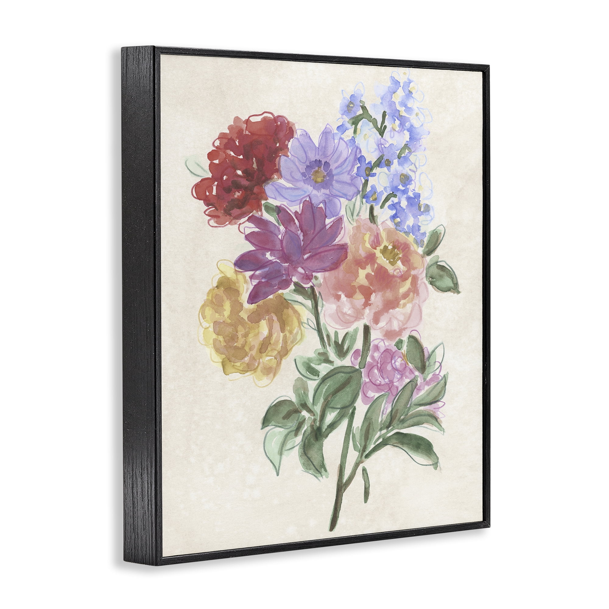 Stupell Industries Blooms On Parchment Black Framed Giclee Art, design by June Erica Vess