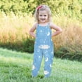thumbnail image 4 of AHTJRT Girls Summer Rompers Graphics Spaghetti Straps Long Jogger Jumpsuits Loose Fit Sleeveless Overalls Light Blue 3-4 Years, 4 of 6