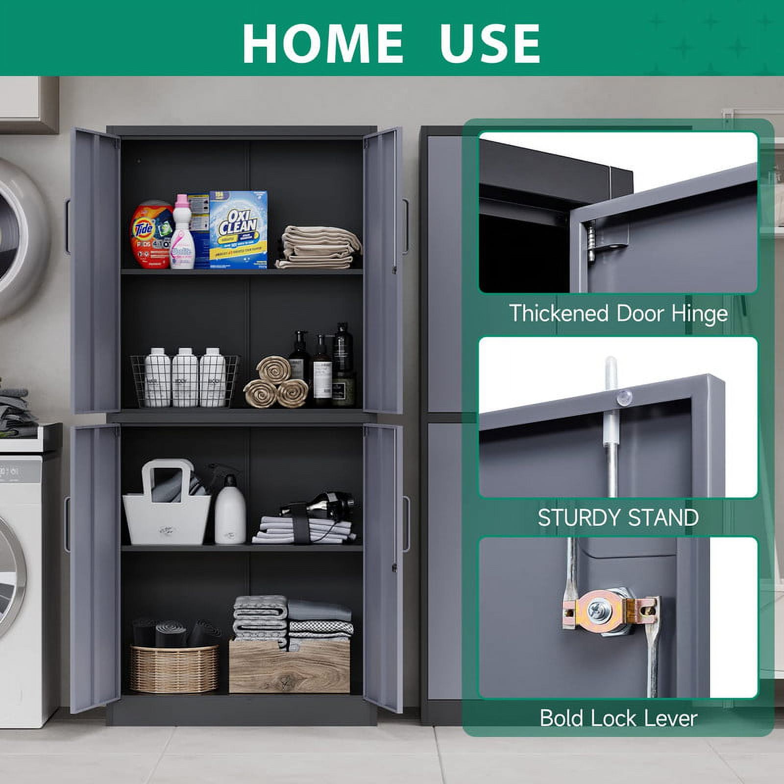 miiico★ MIIIKO Metal Storage Cabinets with Lock Door and Shelves