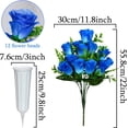 thumbnail image 2 of Artificial Cemetery Flowers, Set of Artificial Rose Bouquet Grave Memorial Flowers with Vase for Cemetery Headstones Decoration (Blue), 2 of 5