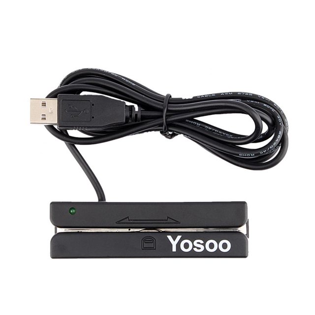 YosooMSR90 Lecteur de Cartes à Bande Magnétique USB 3 Pistes Mini Mag Hi-Co Swiper