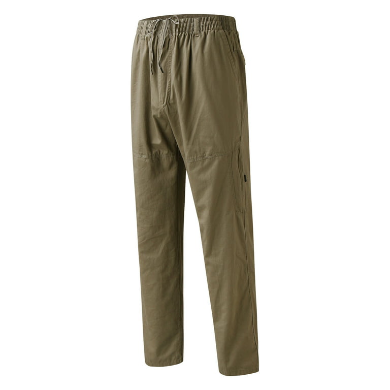 Shpwfbe Men's Pants s Fashion Loose Cotton Plus Size Pocket Lace Up Elastic  Waist Trousers Work Pants For Men Men's Joggers With Pockets 