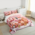 thumbnail image 3 of Manfei Xmas Gingerbread House Bedding Comforter Set,Cute Cartoon Snowman Twin Comforter Sets,Pink Brown White Bedding Set For Kids Gitl,Ultra Soft Home Decor Reversible,2 Pieces, 3 of 8