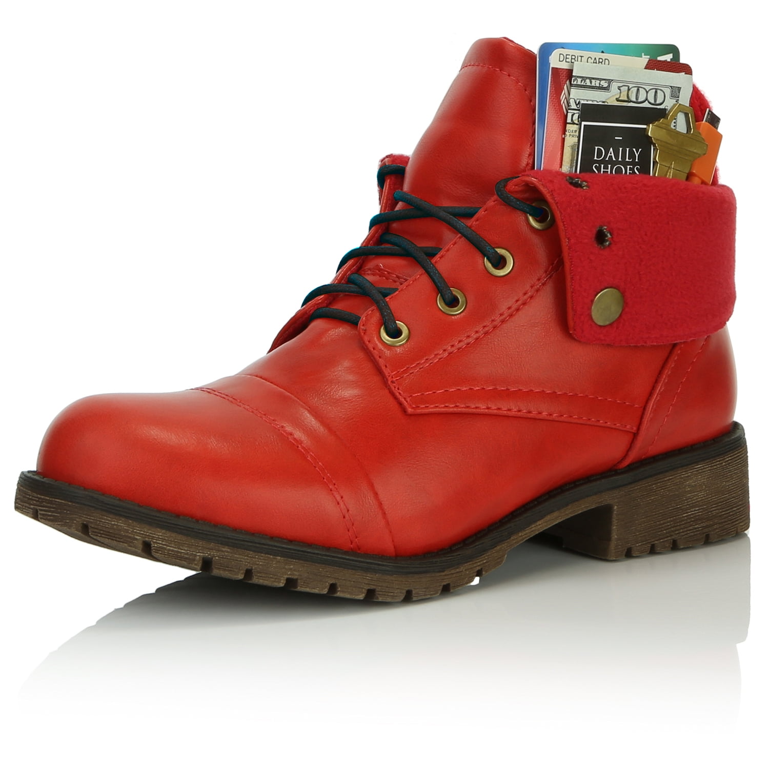 black combat boots red laces