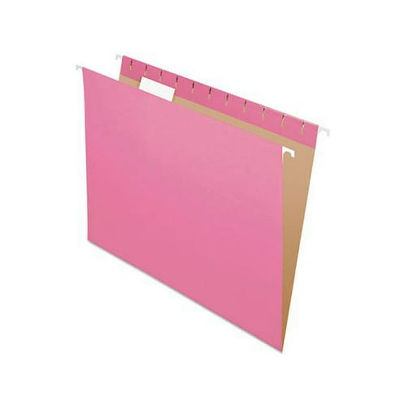 Colored Hanging Folders Letter Size, 1/5-Cut Tab, Pink, 25/Box