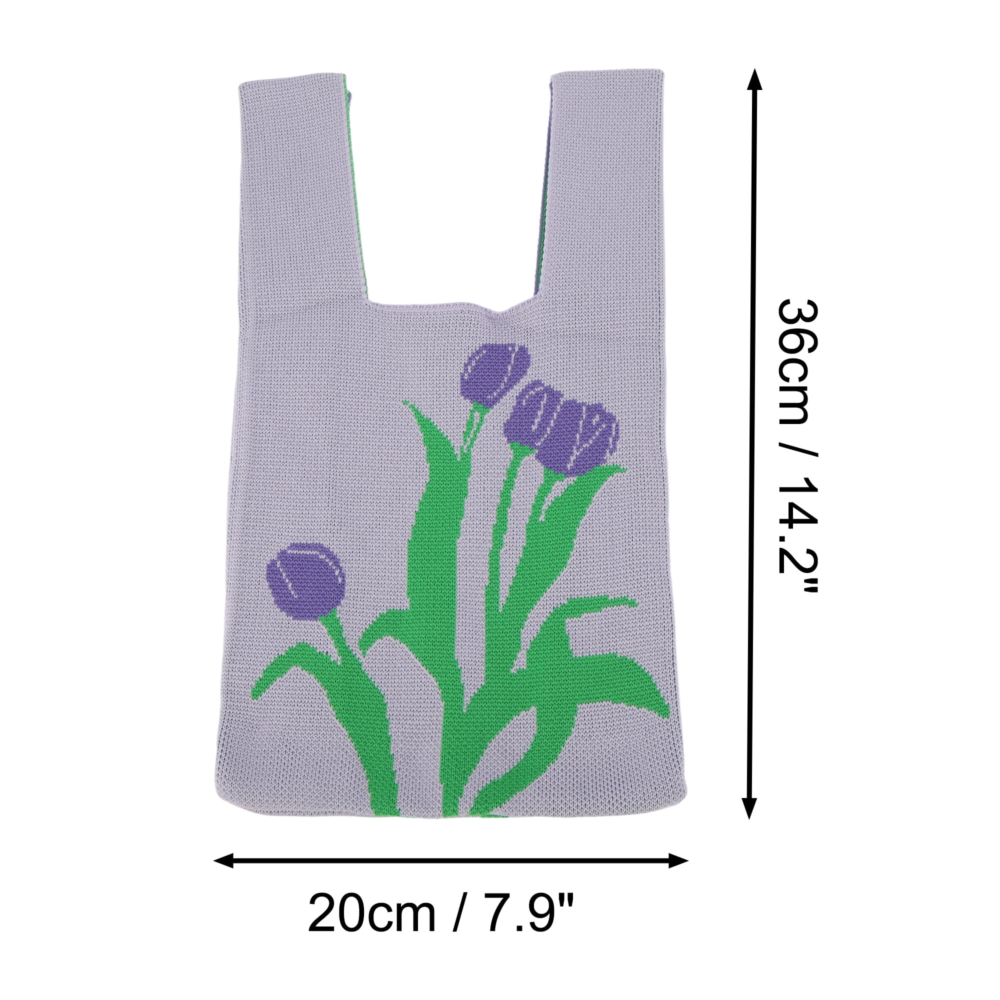 Unique Bargains Stylish Versatile Mini Flowers Knitted Wrist Bag for Women Purple