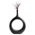 thumbnail image 1 of Muyoka Florero de cerámica Florero de cerámica circular con diseño hueco Flores secas hechas a mano Maceta Decoración de escritorio de arte moderno para sala de estar Oficina Hogar,Pequeño negro Muyoka Hogar, 1 of 7